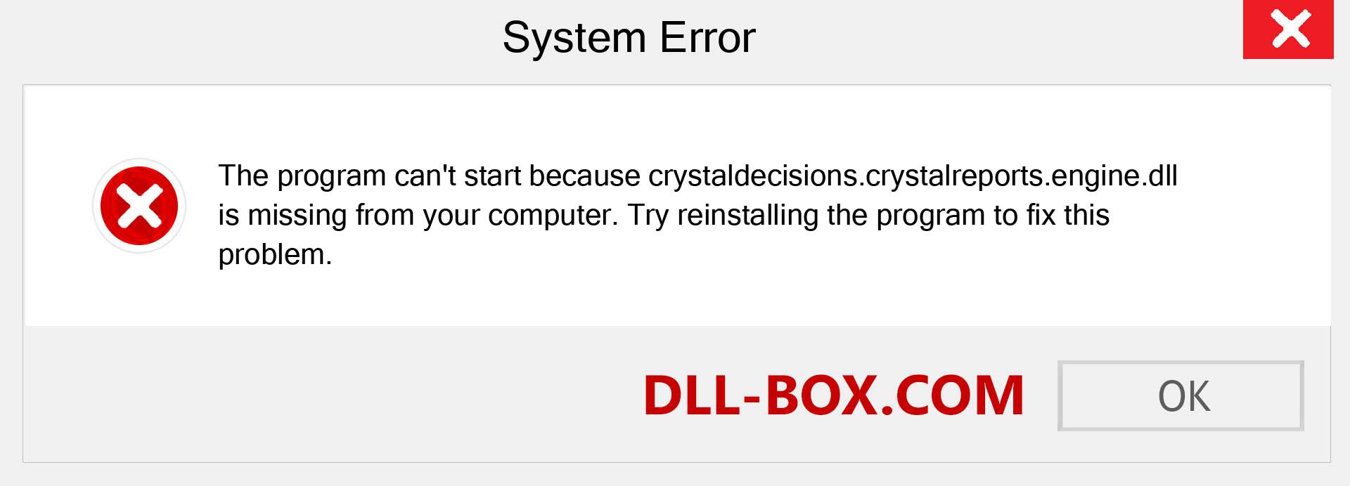  crystaldecisions.crystalreports.engine.dll file is missing?. Download for Windows 7, 8, 10 - Fix  crystaldecisions.crystalreports.engine dll Missing Error on Windows, photos, images