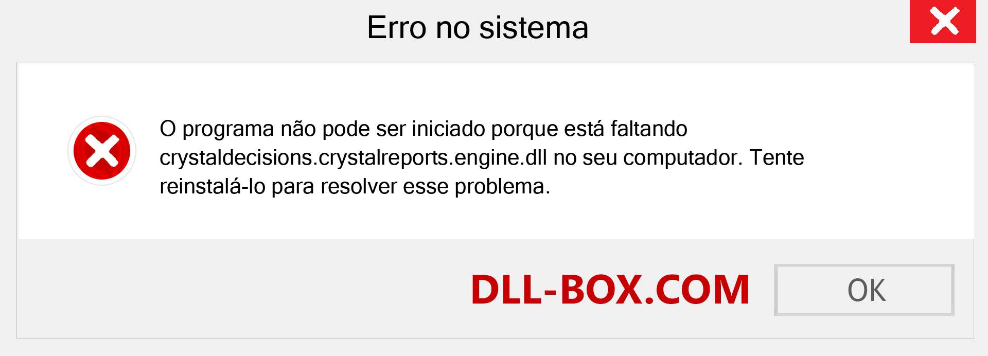 Arquivo crystaldecisions.crystalreports.engine.dll ausente ?. Download para Windows 7, 8, 10 - Correção de erro ausente crystaldecisions.crystalreports.engine dll no Windows, fotos, imagens